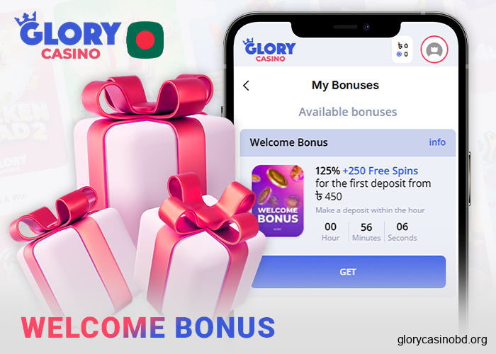 Activate your welcome bonus in the Glory Casino Bangladesh mobile app