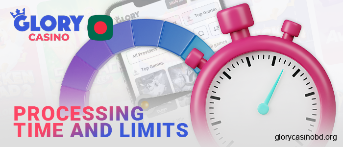 Payment limits and speeds in the Glory Casino app