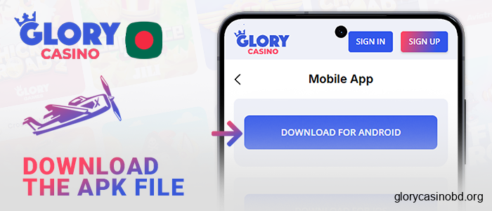 Download the Glory Casino APK app for betting on Aviator