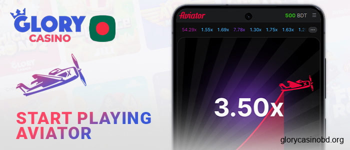 Place your first bet on Aviator in the Glory Casino app