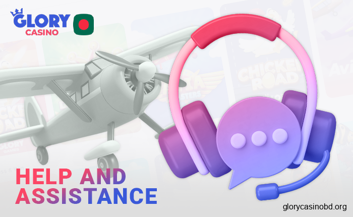 Support service for Aviator players at Glory Casino