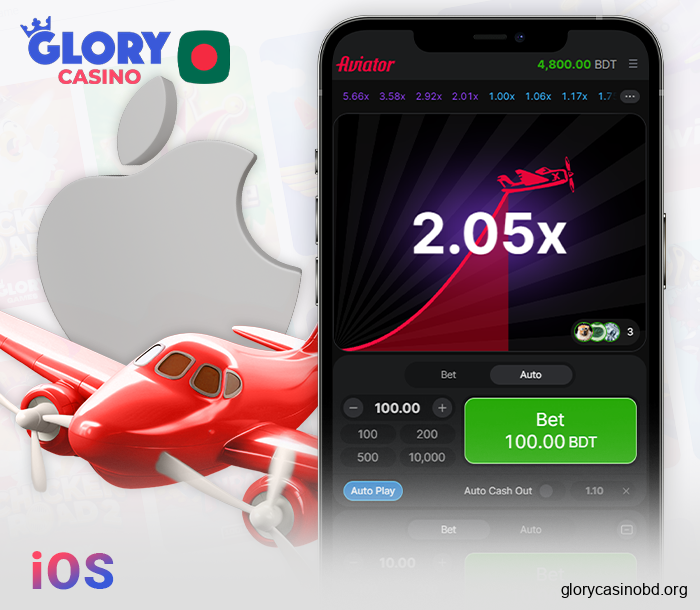 Download the Glory Casino iOS app for betting on Aviator