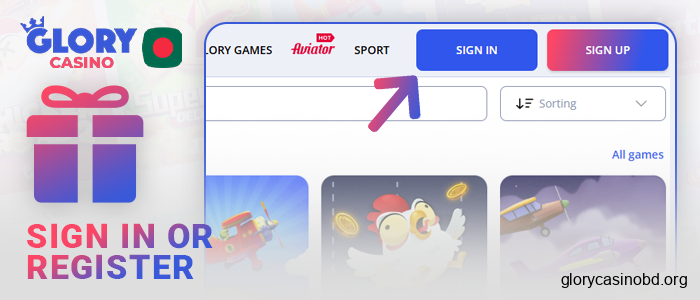 Register or log in to your Glory Casino account to receive your bonus