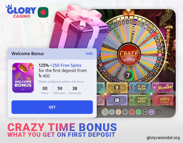 Use the Glory Casino deposit bonus for live betting on Crazy Time