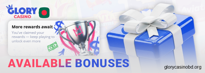 Current bonuses for Glory Casino players from Bangladesh