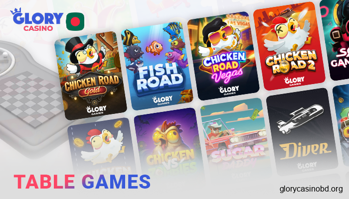 Place bets on table games at Glory Casino