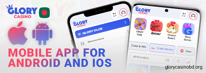 Use the Glory Casino mobile app - download it on Android and iOS