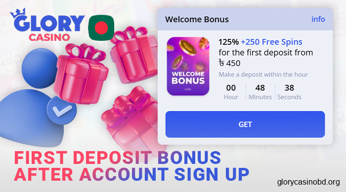 Get a bonus for registering at Glory Casino Bangladesh - up to 125%