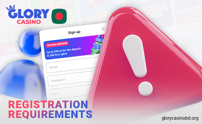 Terms and conditions for registering a new Glory Casino account for residents of Bangladesh